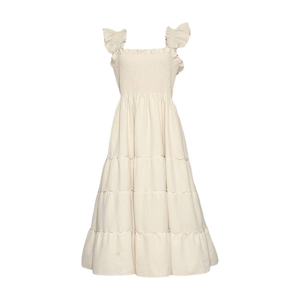 Hill House Ivory Ruffle Midi Dress
